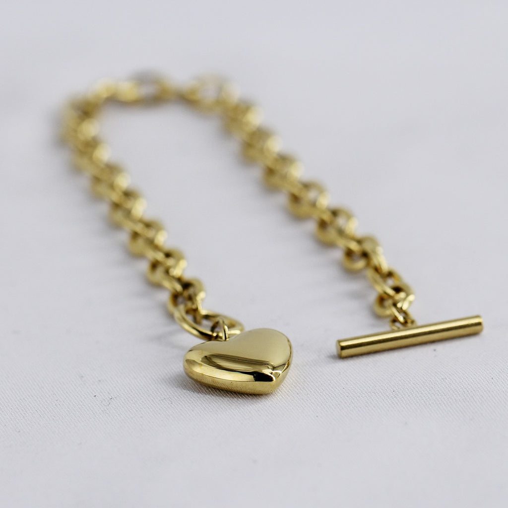 Damen Armband mit herzförmigem Charm und massiven Gliederketten Shop Nory