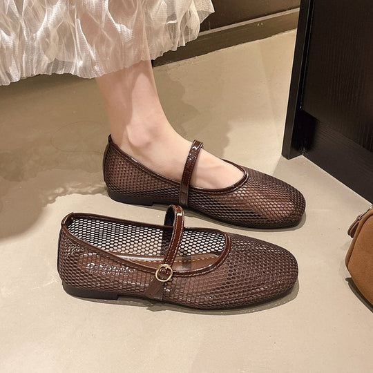 Damen atmungsaktive Ballerinas mit verstellbarem Riemen