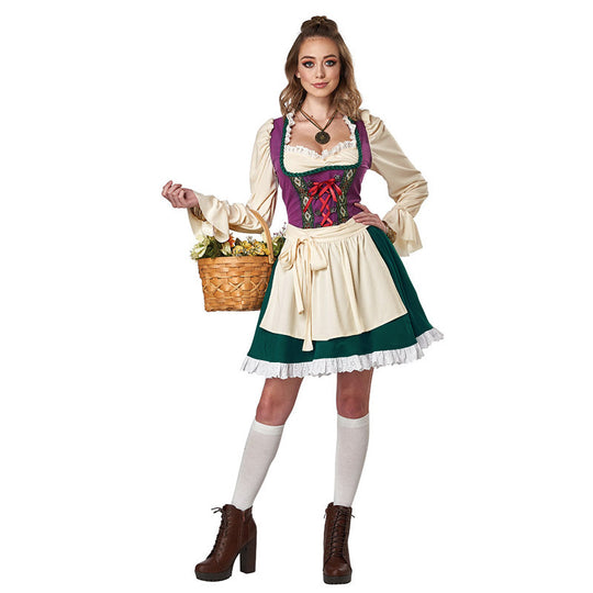 Damen nan traditionelles Dirndlkleid mit Schürze, geschnürter Corsage und Volantärmel Shop Nory