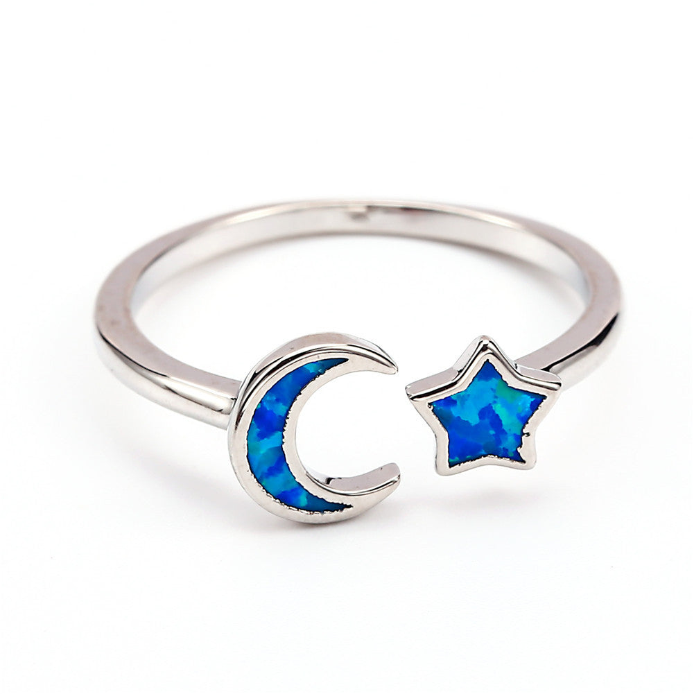 Damen Ring mit filigranem Mond- und Sternmotiv Shop Nory