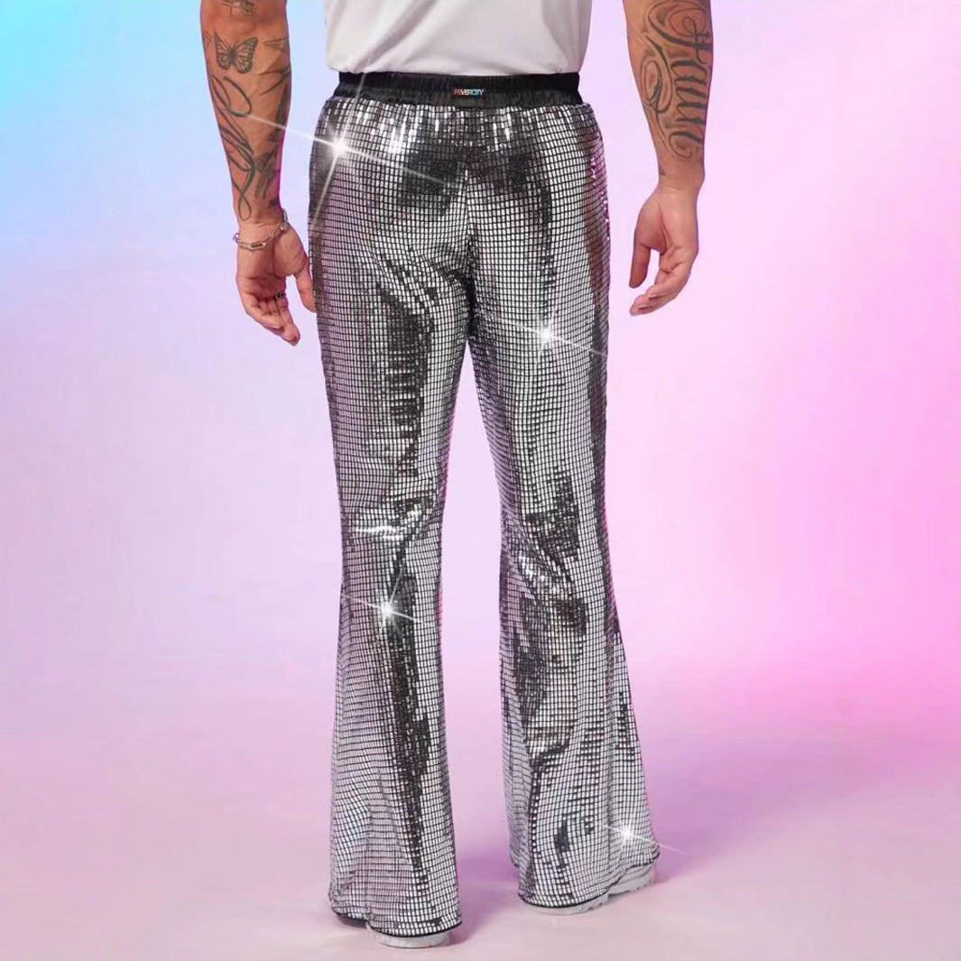 Herren glitzernde Paillettenhose im extravaganten Disco-Stil