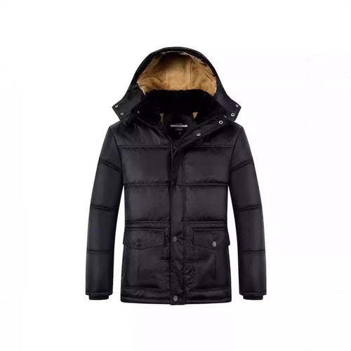 Herren Langer Thermoisolierter Steppparka mit Teddy-Innenfutter, Kapuze und Klappentaschen Shop Nory