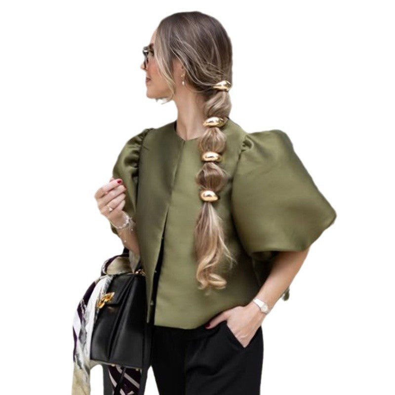 Damen stilvolle Bluse mit puffärmeln