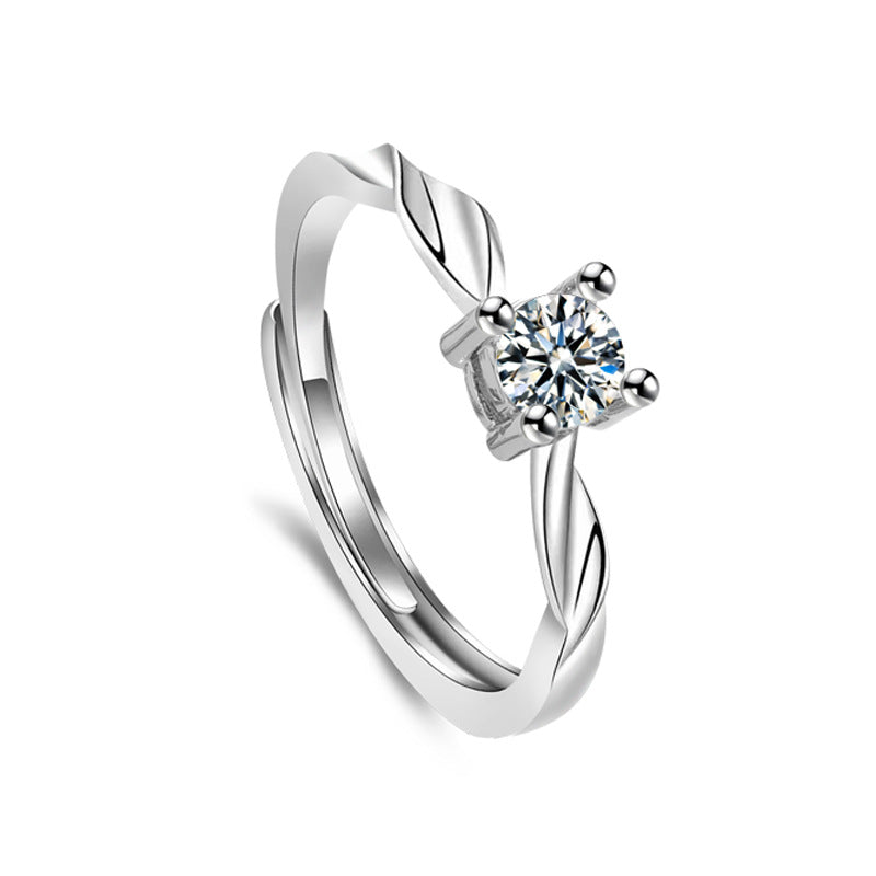 Damenring mit stilvollem Blattdesign und funkelndem Zirkonia Shop Nory