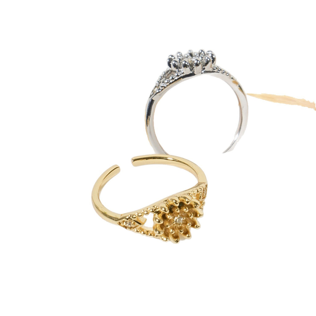 Damenring mit floralem Design und funkelndem Strass Shop Nory