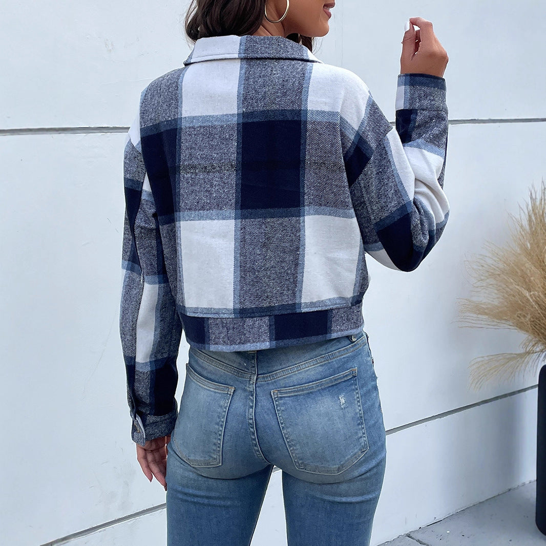 Damen Kariertes Freizeitjacke Shop Nory