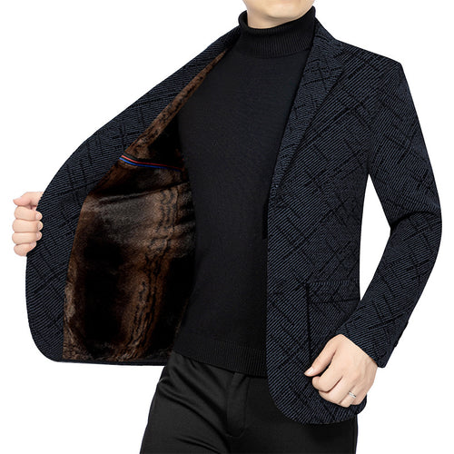 Herren Kariertes Sakko mit wärmendem Kunstfellfutter und schmaler Silhouette Shop Nory