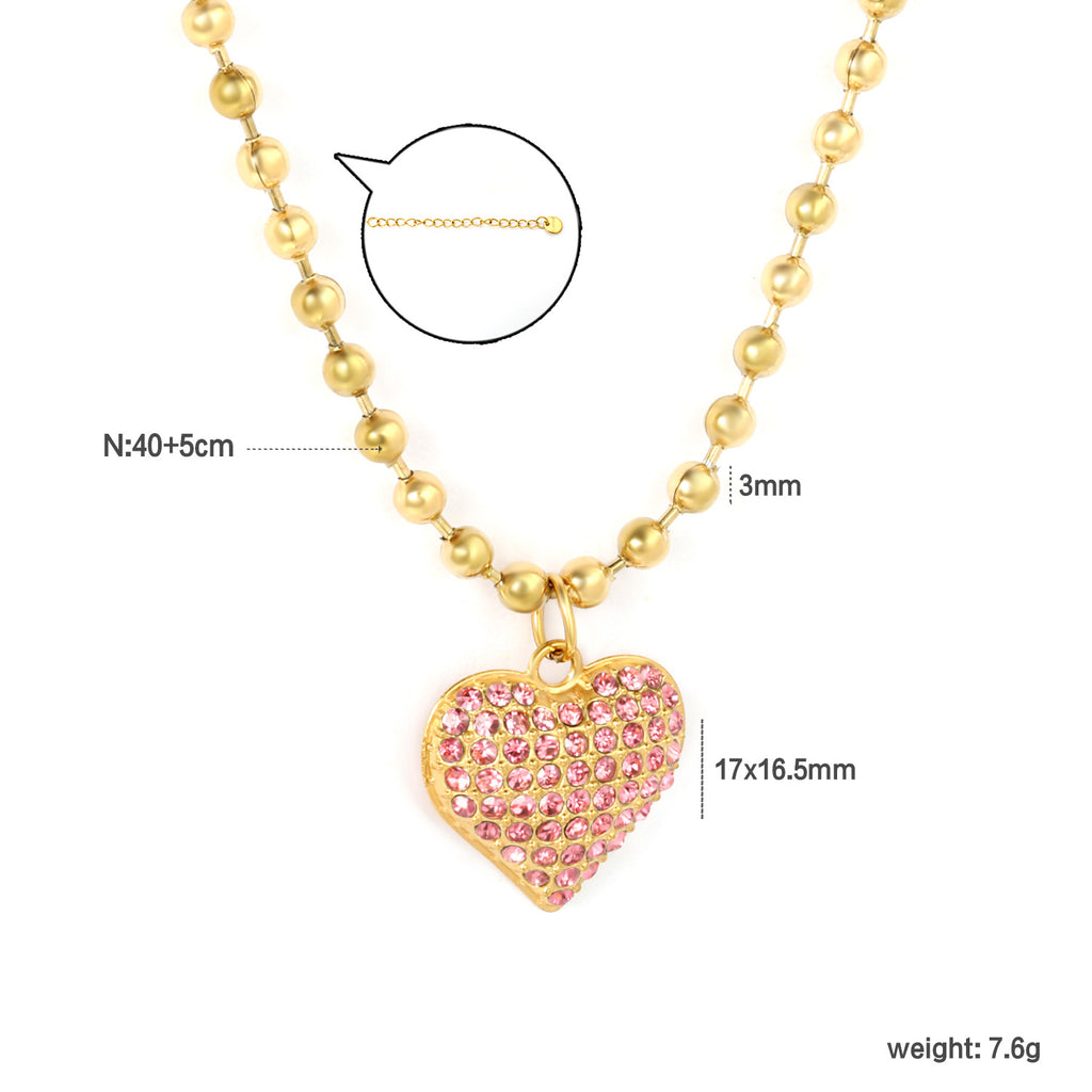 Damen Halskette mit Herz-Anhänger und funkelnden Kristallen Shop Nory