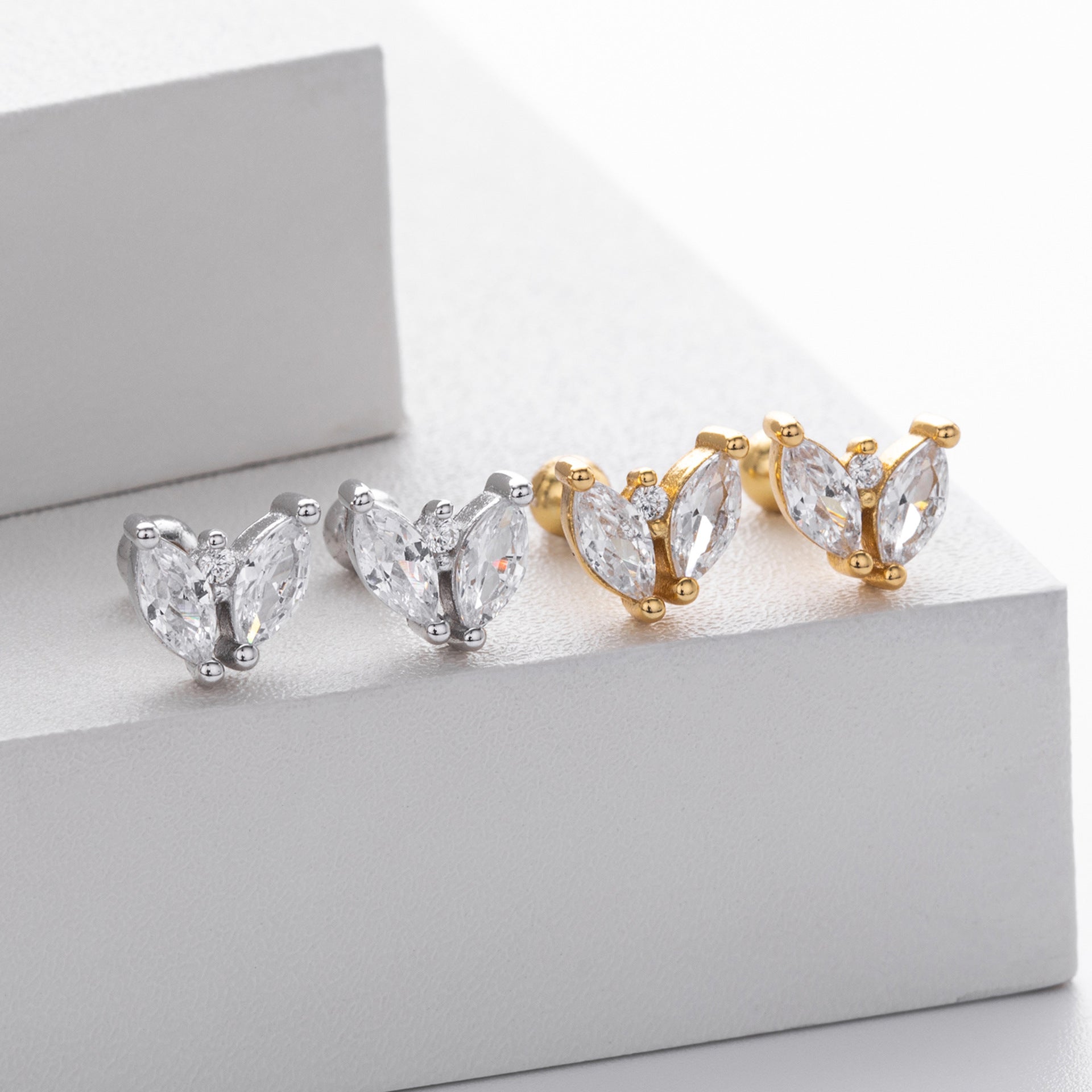 Damen Ohrstecker mit hochwertigem Zirkon in Schmetterlingsform Shop Nory