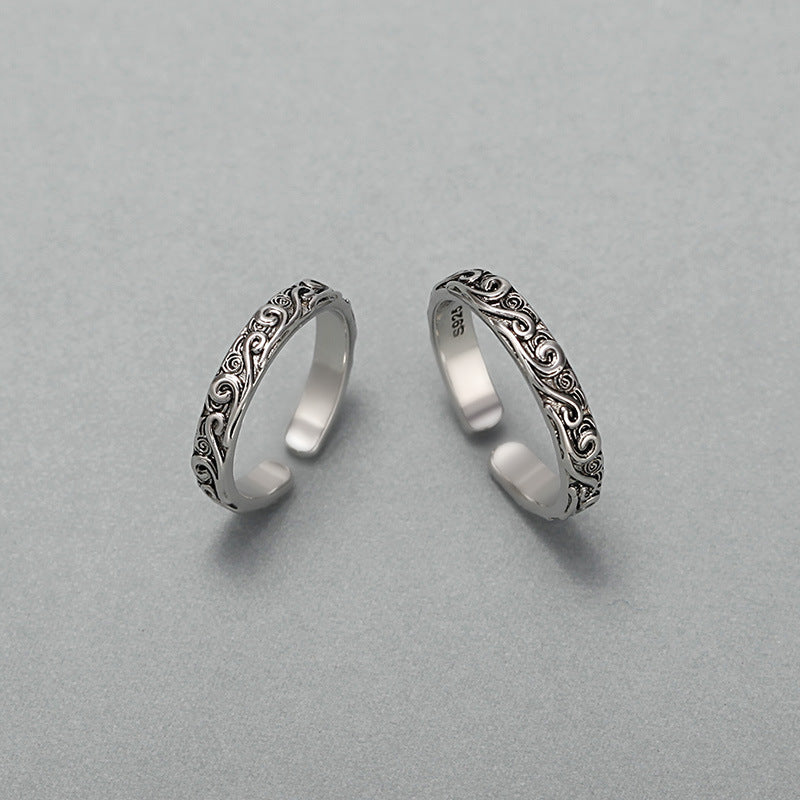Damen Offener Ring mit kunstvollem Wellenmuster Shop Nory