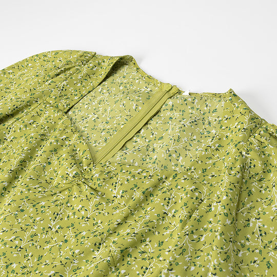 Damen Midikleid mit Herzausschnitt, gerafften Ballonärmeln und A‑Linien‑Silhouette Shop Nory