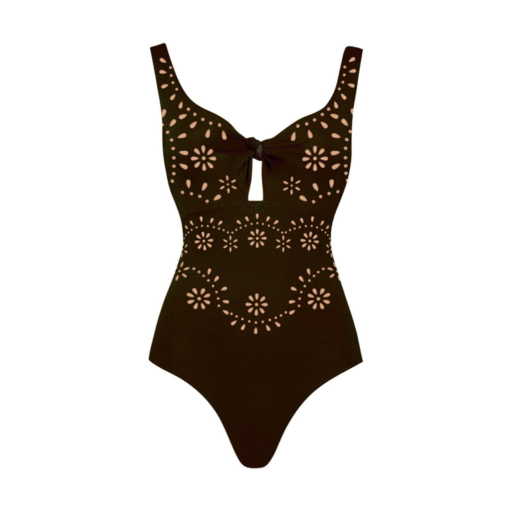 Damen Badeanzug und Rock-Set mit floralem Cut-Out Design