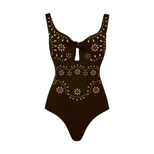 Damen Badeanzug und Rock-Set mit floralem Cut-Out Design