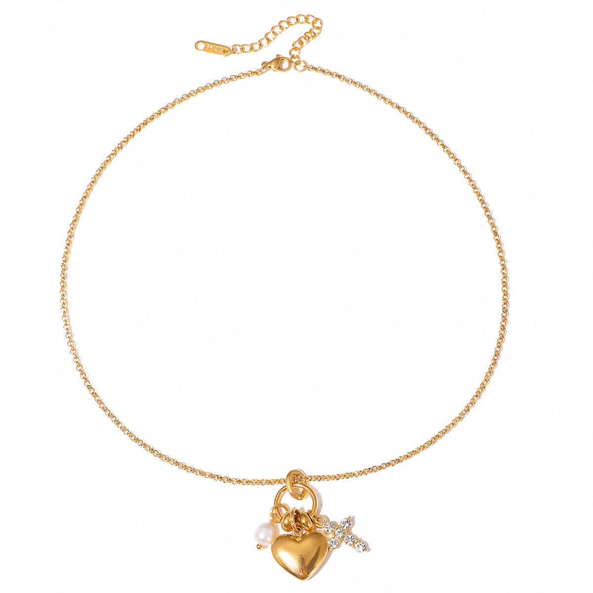 Damen Halskette mit herzförmigem Anhänger und glänzenden Kristallakzenten Shop Nory