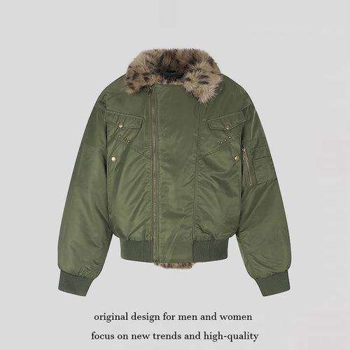 Damen wattierte Bomberjacke mit Kunstpelzkragen und Utility‑Details Shop Nory