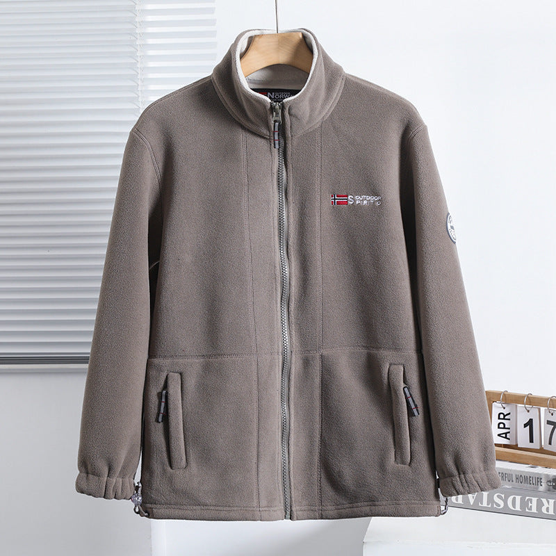 Herren Fleece-Outdoorjacke mit Stehkragen durchgehendem Reißverschluss und elastischen Bündchen Shop Nory