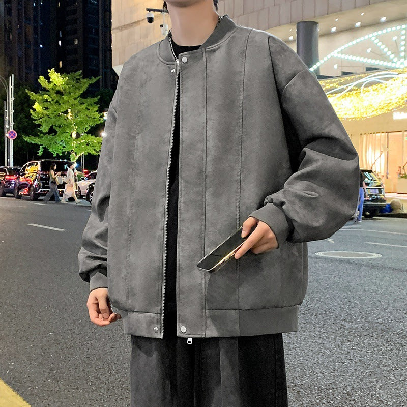 Herren Oversize-Bomberjacke aus Veloursimitat mit senkrechter Nahtstruktur Shop Nory