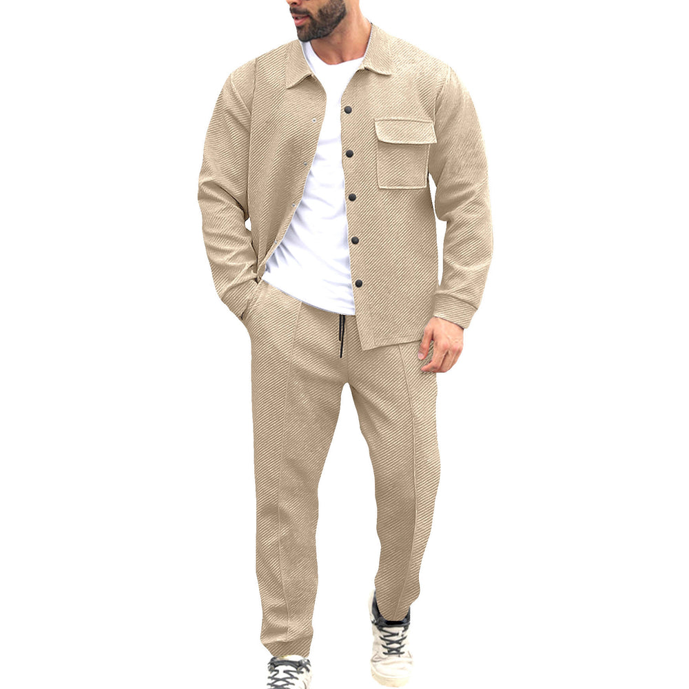 Herren Komfort-Zweiteiler Waffelstruktur-Hemdjacke mit Pattentasche und Relax-Bundhose Shop Nory