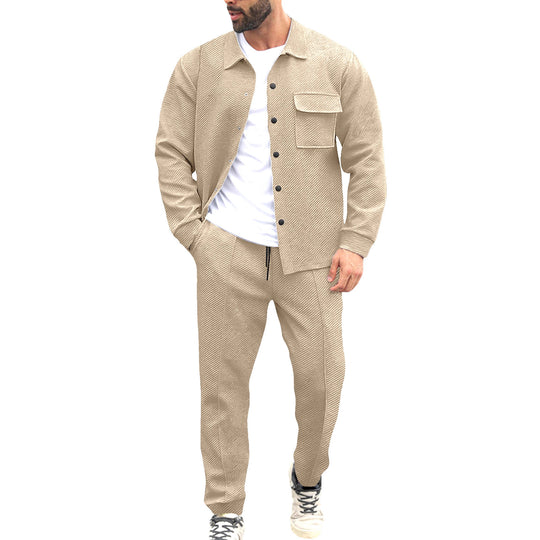 Herren Komfort-Zweiteiler Waffelstruktur-Hemdjacke mit Pattentasche und Relax-Bundhose Shop Nory