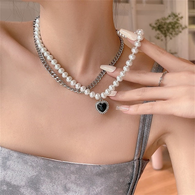 Damen Perlenschmuck mit herzförmigem Anhänger Shop Nory