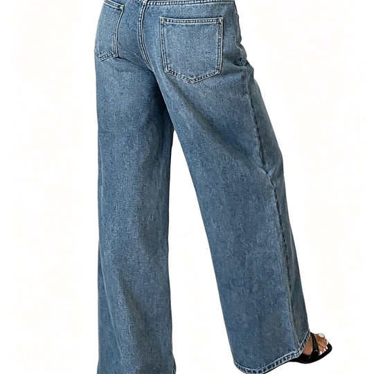 Damen Jeanshose mit hoher Taille und weitem Bein Shop Nory