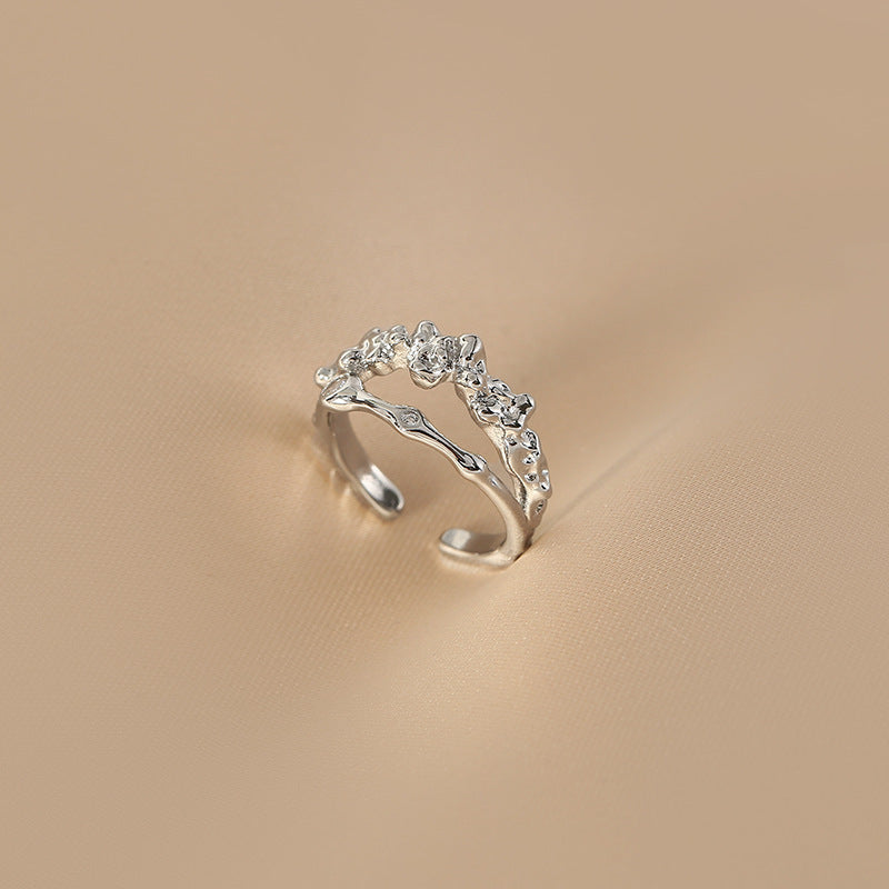 Damen Offener Ring mit organischem Design und funkelnden Akzenten Shop Nory