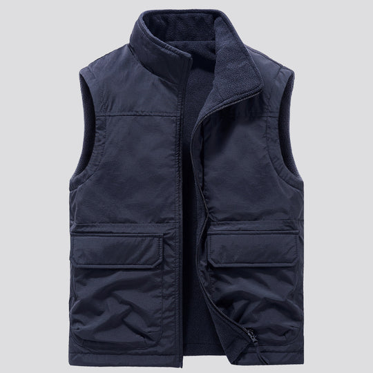 Herren gesteppte Outdoor‑Weste mit Fleece‑Innenlage, hohem Kragen und Multifunktions‑Klappentaschen Shop Nory
