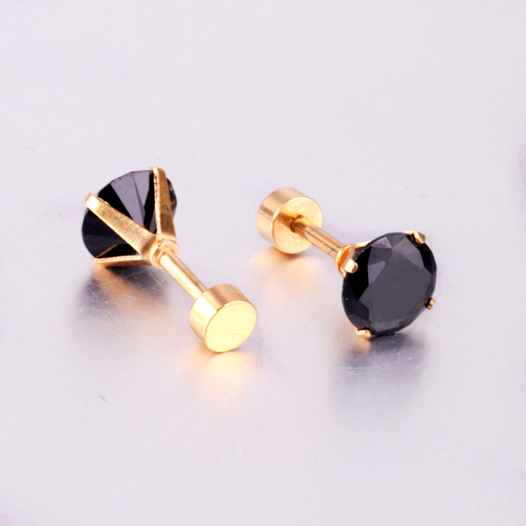 Damen Edelstahl Ohrstecker mit schwarzem Zirkonia Shop Nory