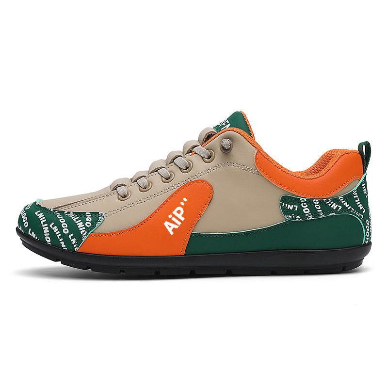 Herren Moderner Low-Top Lederimitat-Sneaker mit gepolstertem Schaft und profilierter Gummisohle Shop Nory