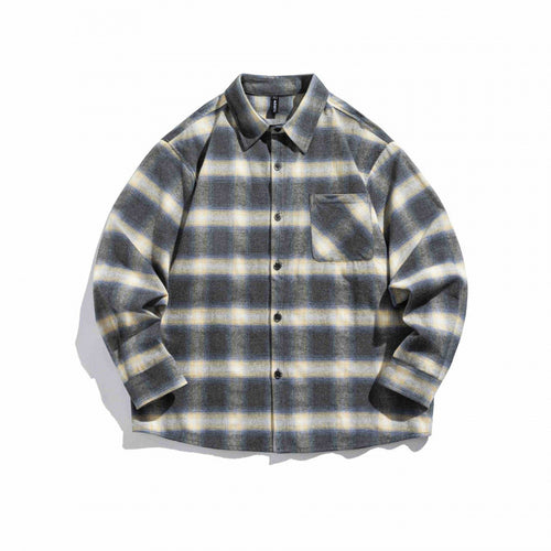 Unisex Kastenförmiges kariertes Flanell-Overshirt mit aufgesetzter Brusttasche und Boxy-Schnitt Shop Nory