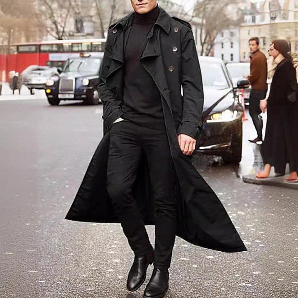 Herren Langer Trenchcoat