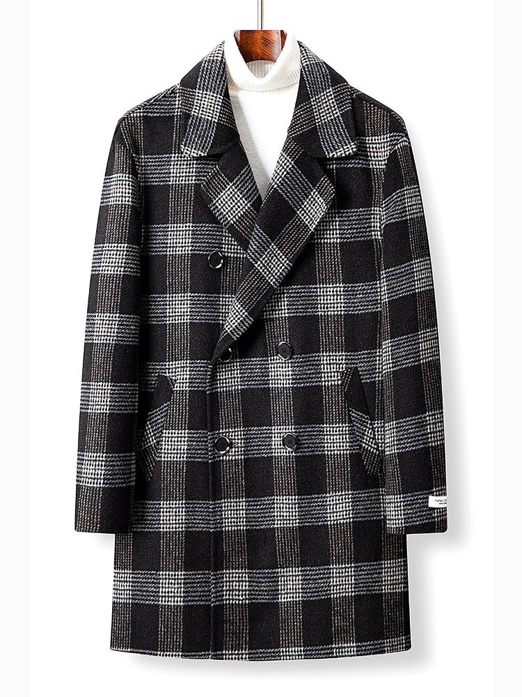 Damen Eleganter Karierter Doppelbrustmantel Shop Nory