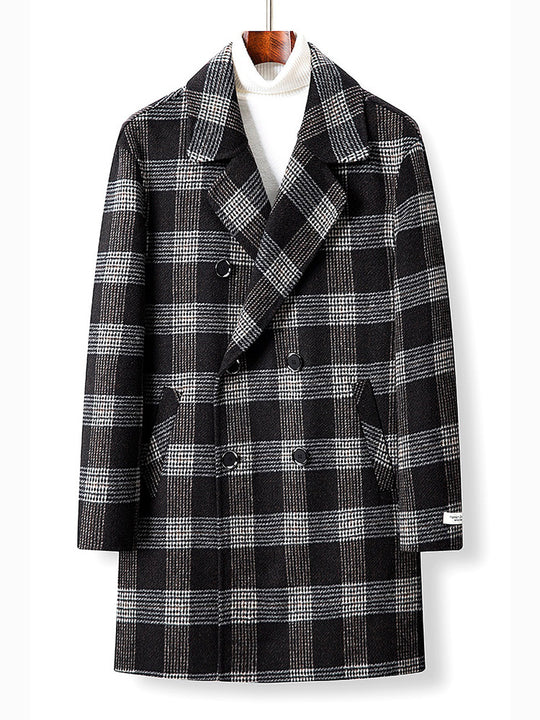 Damen Eleganter Karierter Doppelbrustmantel Shop Nory
