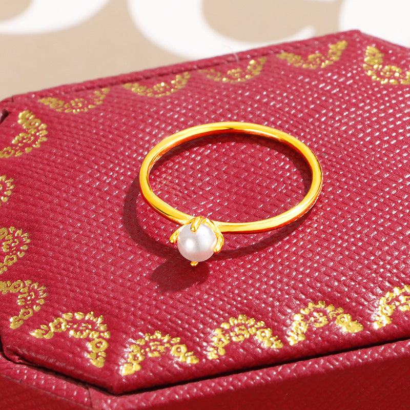 Damen eleganter Ring mit dezentem Perlenakzent Shop Nory