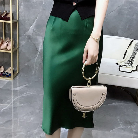 Damen Eleganter Satin Midirock Shop Nory