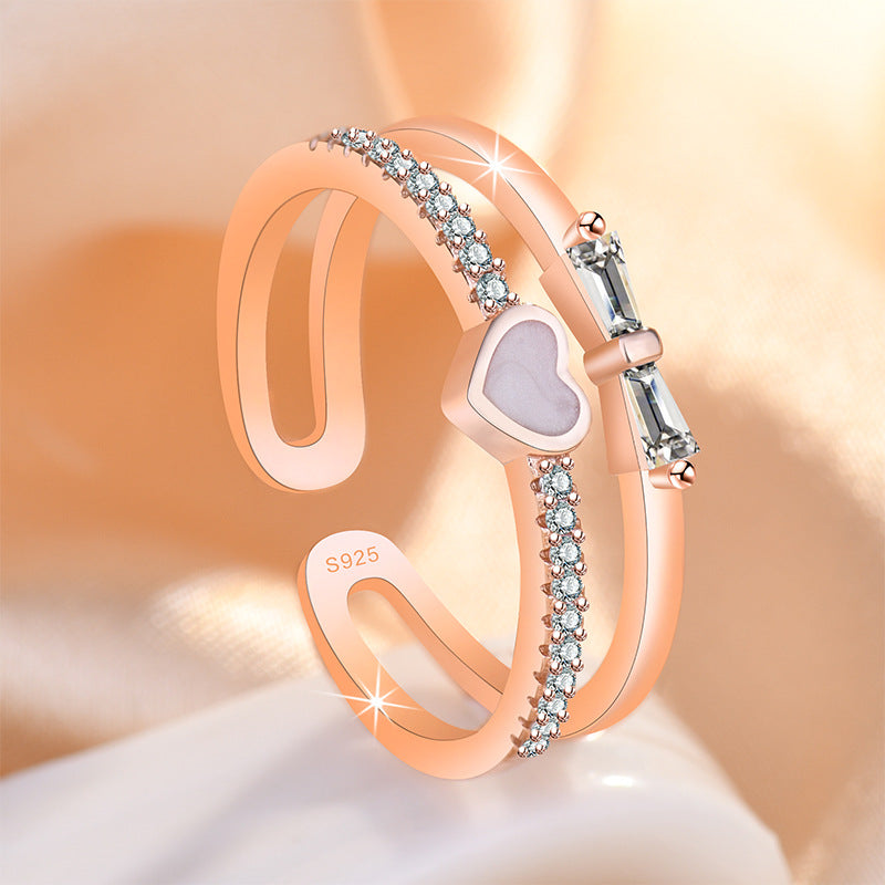 Damen Offener Ring mit funkelndem Herz-Design und Zirkonia-Besatz Shop Nory