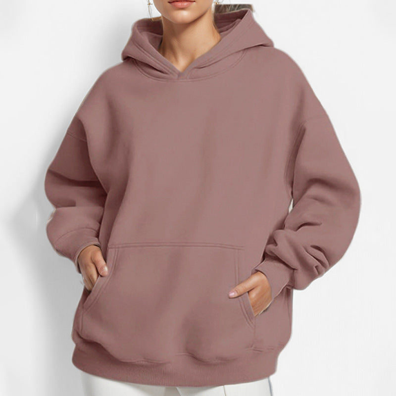 Damen nan lockerer Kapuzenpullover aus French Terry mit tiefer Schulterpassform und Kängurutasche Shop Nory