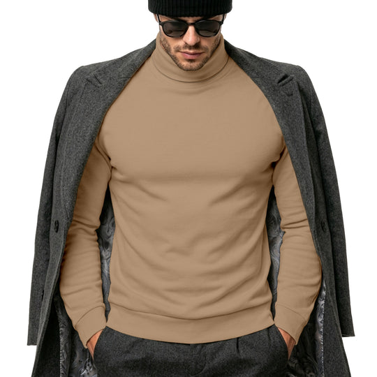 Herren Eleganter Baumwoll-Mix Rollkragenpullover Slim Fit Shop Nory