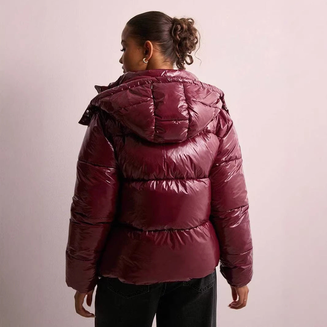 Damen Stepp-Pufferjacke mit Kapuze, hohem Stehkragen und Zwei-Wege‑Reißverschluss Shop Nory