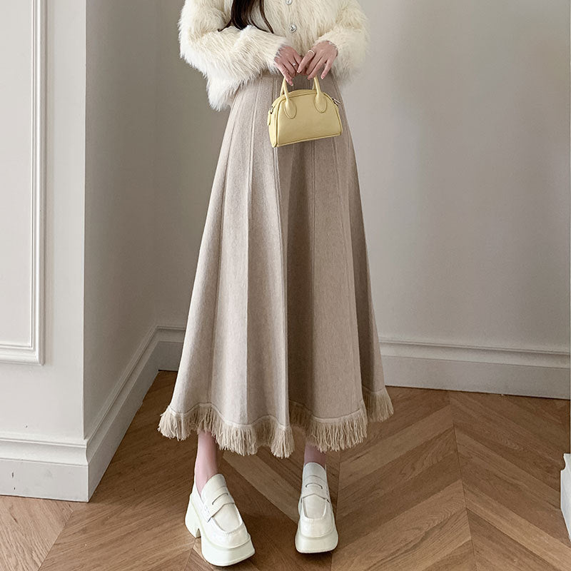 Damen Eleganter Maxirock mit Fransen Shop Nory