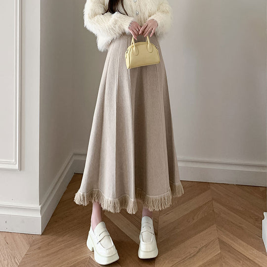 Damen Eleganter Maxirock mit Fransen Shop Nory
