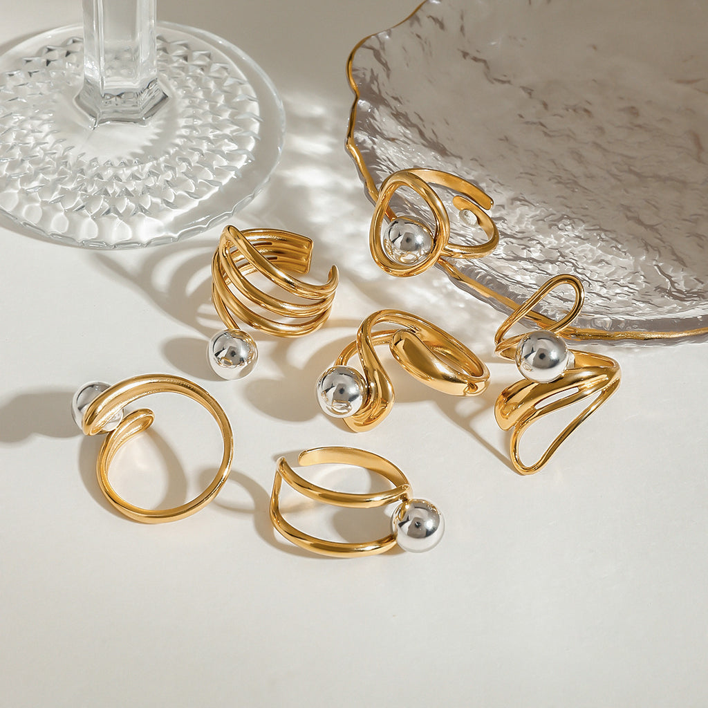 Damen Offener Ring mit modernem, minimalistischen Design und funkelndem Edelstahl Shop Nory