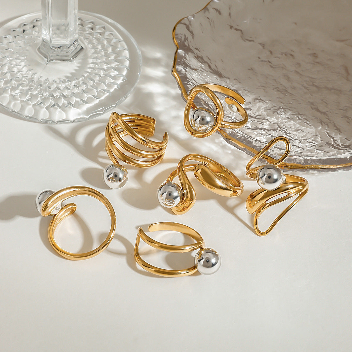 Damen Offener Ring mit modernem, minimalistischen Design und funkelndem Edelstahl Shop Nory