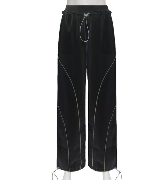 Damen nan weite Trackhose mit Tunnelzugbund, Kontrastnaht-Design und verstellbaren Saumkordeln Shop Nory