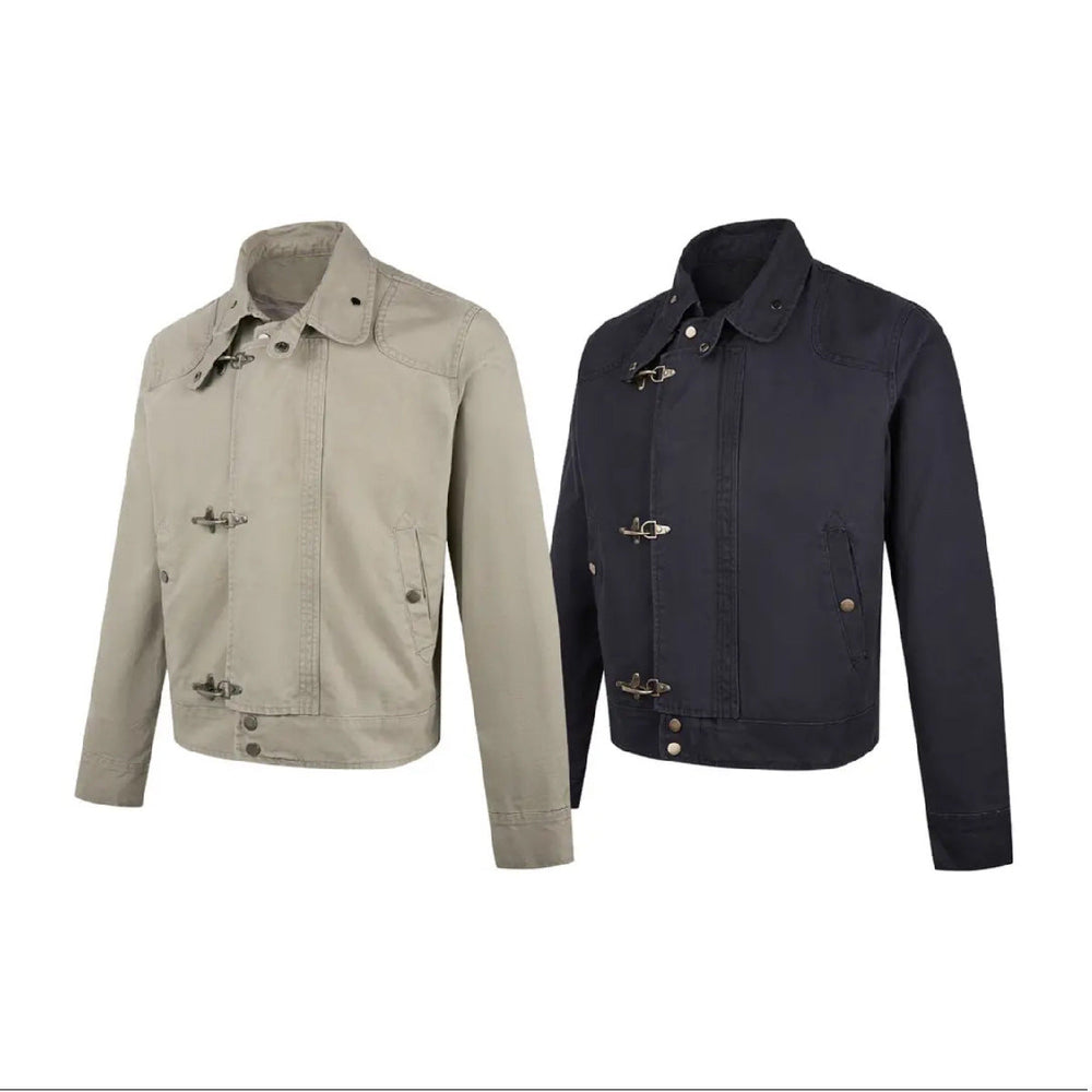 Herren modische Kurzjacke mit innovativen Schnallen und praktischem hochgeschlossenem Kragen