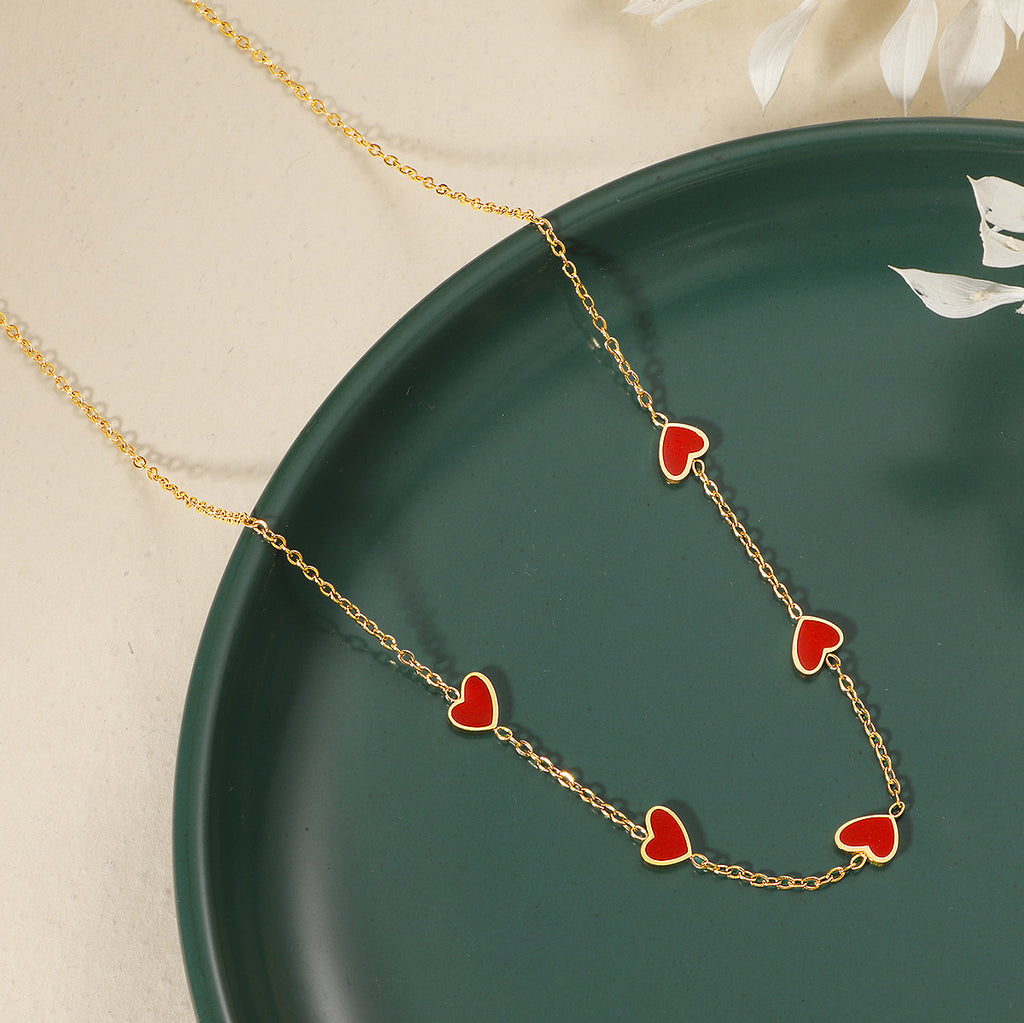 Damen Edelsteinkette mit herzförmigen Anhängern Shop Nory