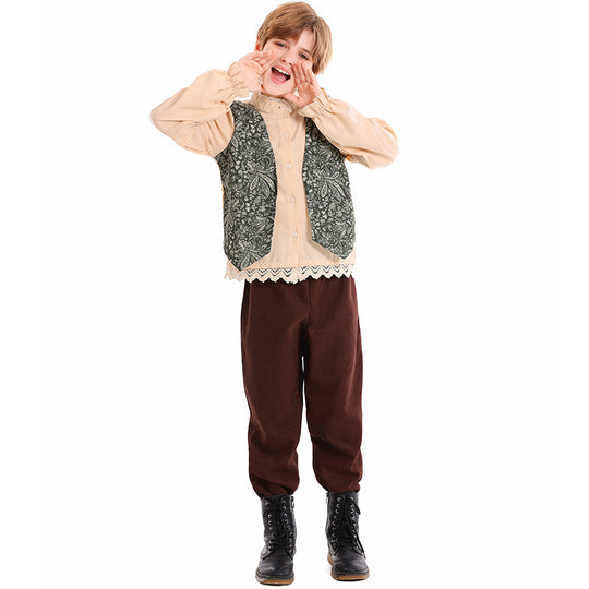 Unisex nan Kinderkostüm Set mit bestickter Paisley-Weste und Rüschenbluse Shop Nory