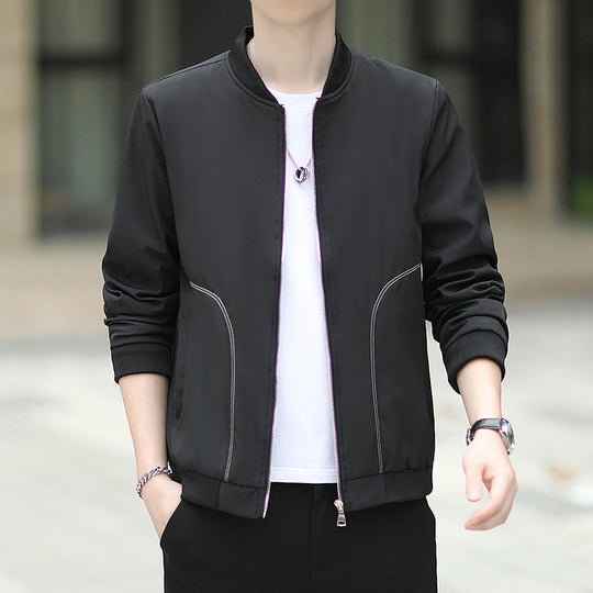 Herren leichter Nylon-Bomber mit minimalistischem Design und gerippten Bündchen Shop Nory