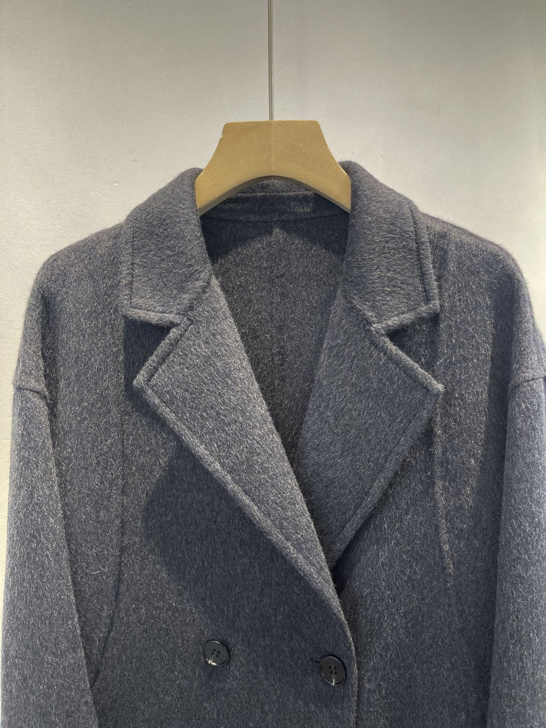 Damen maßgeschneiderter Fleece Doppelreiher Mantel Shop Nory