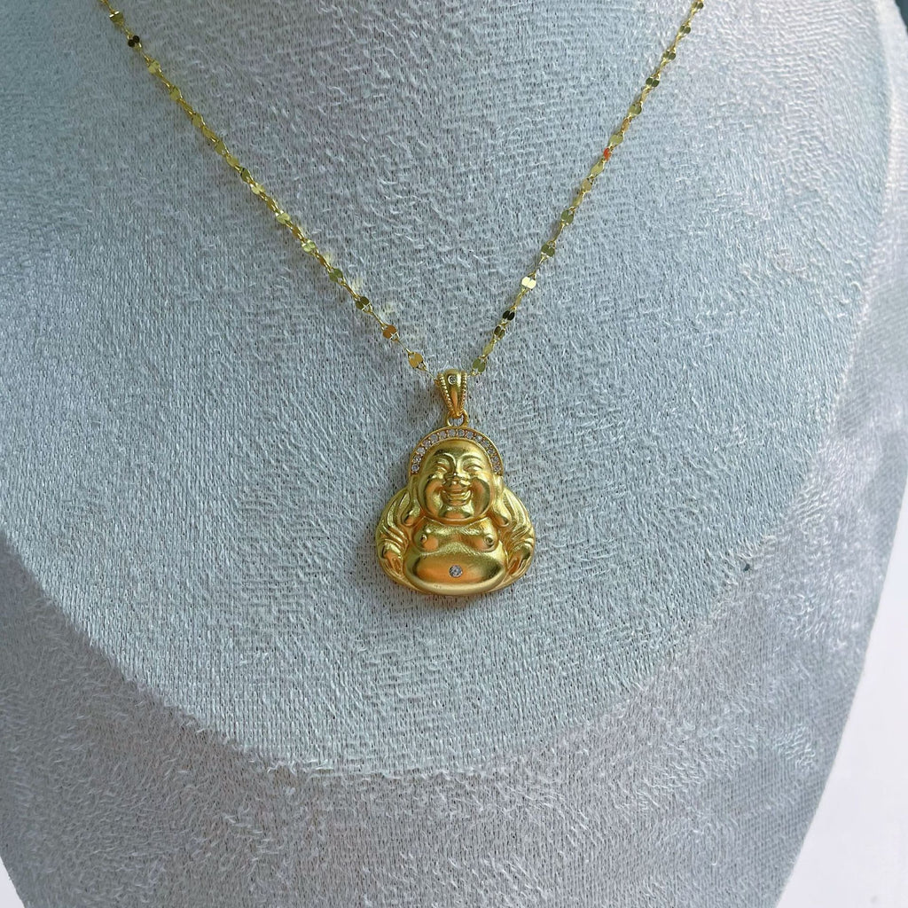 Damen Halskette mit Buddha-Anhänger und hochwertigem Strass-Besatz Shop Nory